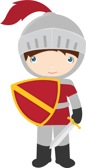 Medieval Brave Little Knight Warrior Clipart for Children's Illustration