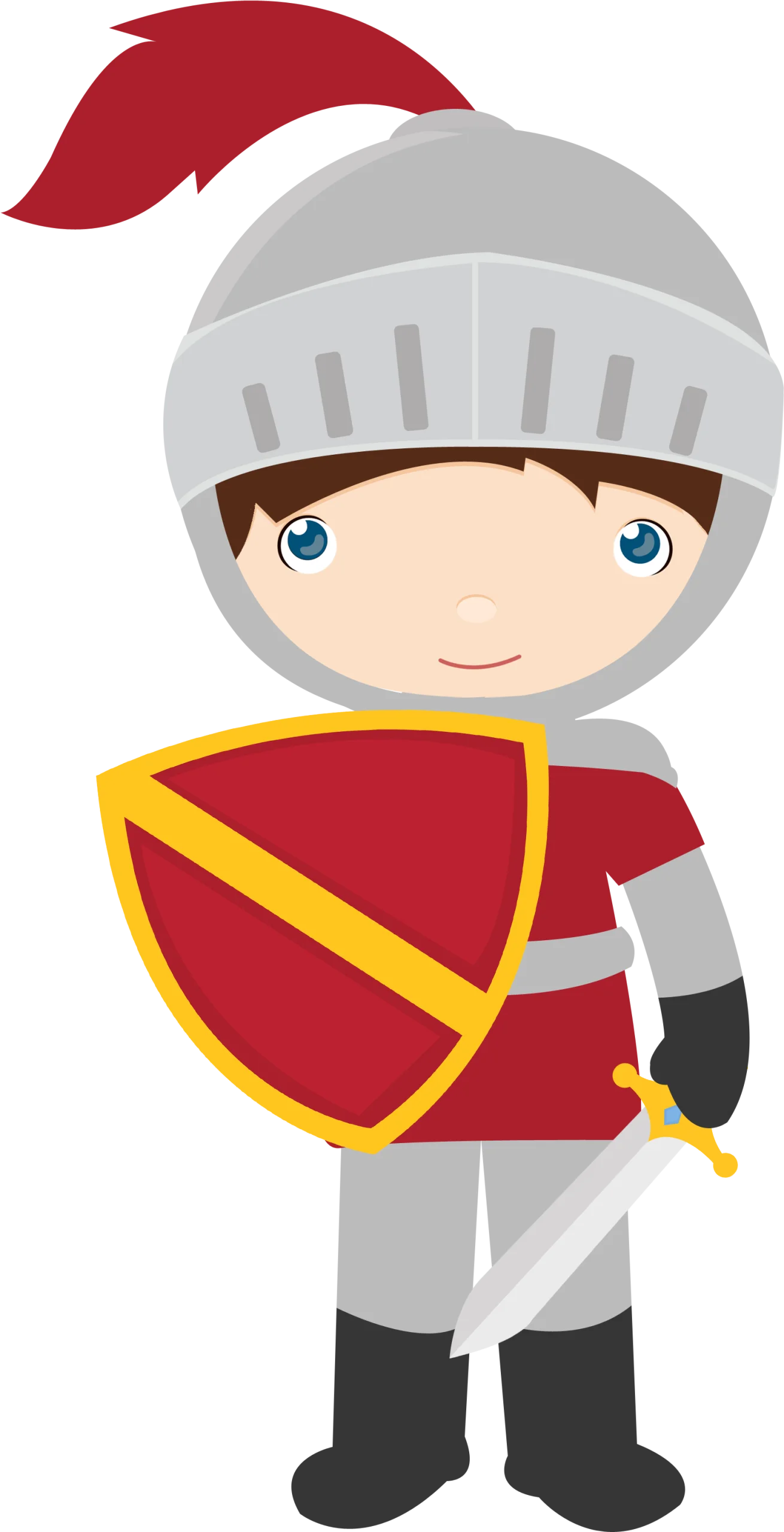 Medieval Brave Little Knight Warrior Clipart for Children's Illustration