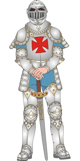 Medieval Crusader Knight in Full Plate Armor Clipart Illustration