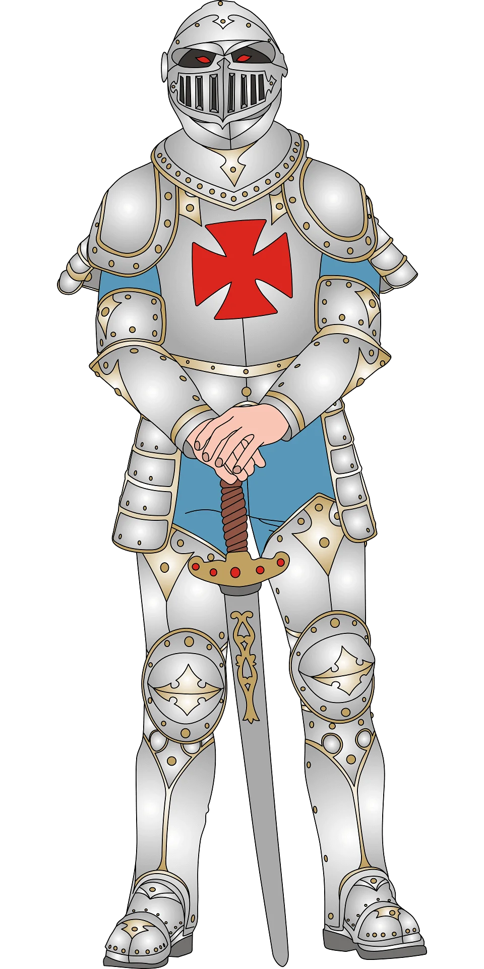 Medieval Crusader Knight in Full Plate Armor Clipart Illustration