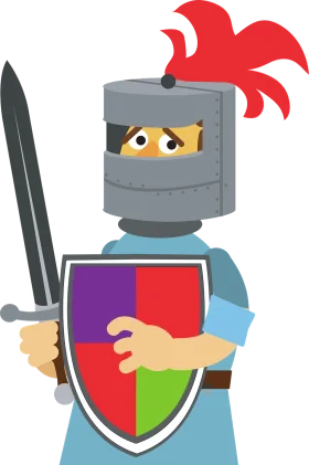 Medieval Warrior in Stylized Cartoon Knight Clipart Design with Bold Colors