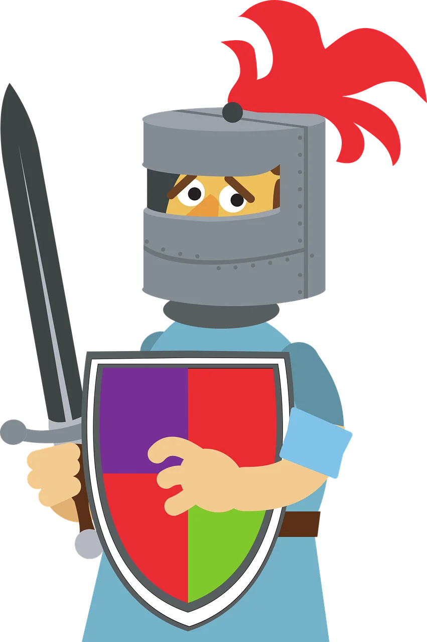 Medieval Warrior in Stylized Cartoon Knight Clipart Design with Bold Colors