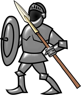 Medieval Warrior Knight in Full Armor Clipart Illustration - Heroic Battle Stance