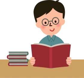 Studious Reader Immersed in Book: A Charming Learning Clipart Scene