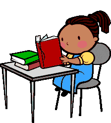 Studious Young Learner Engaged in Reading at School Desk Clipart Illustration