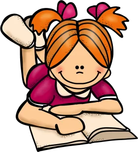 Young Student Reading with Enthusiasm: Adorable Classroom Clipart Illustration
