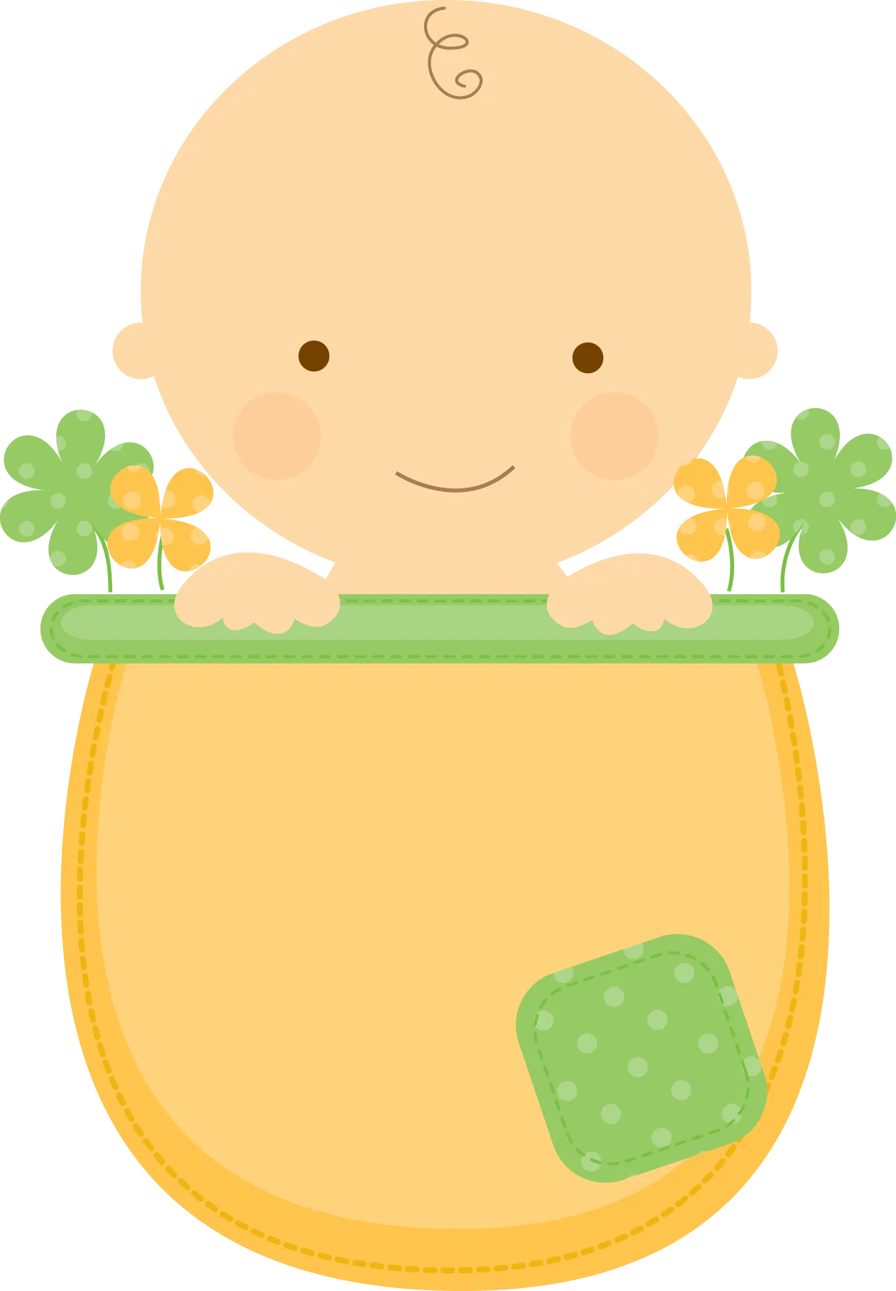 Adorable Baby Shower Clipart with Cute Infant in Cozy Yellow Pot with Flowers