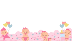Adorable Baby Shower Clipart with Pink Background and Playful Infants