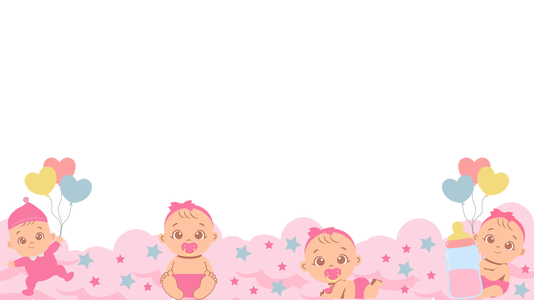Adorable Baby Shower Clipart with Pink Background and Playful Infants