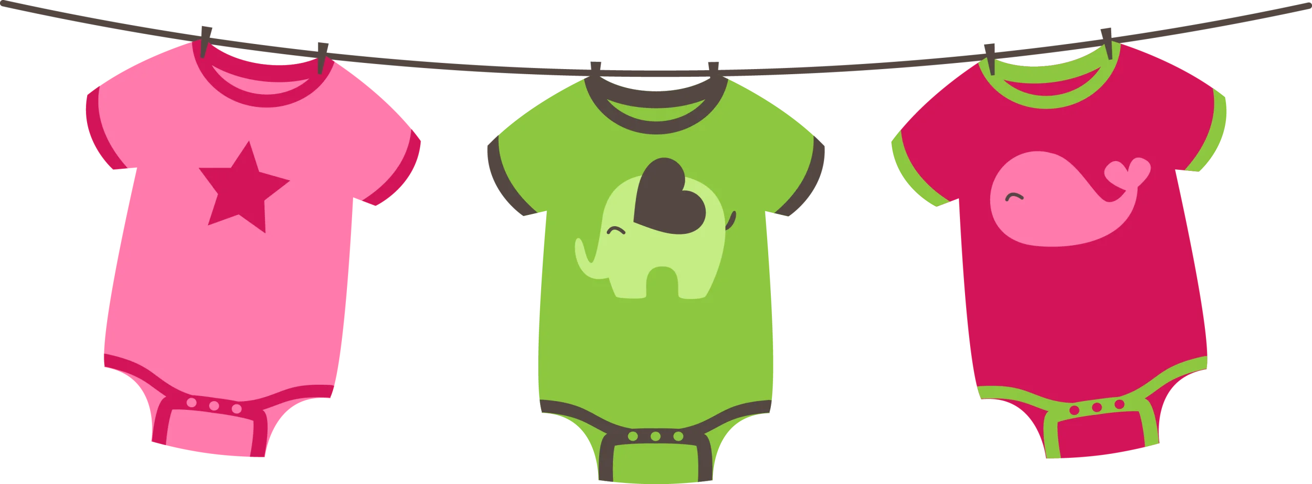Adorable Baby Shower Onesie Clothesline Clipart - Sweet Infant Apparel Illustration