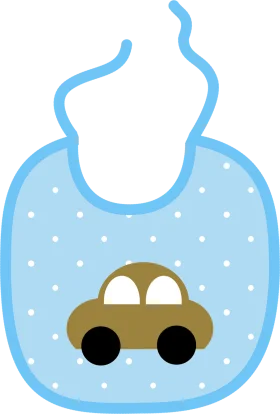 Adorable Blue Baby Bib with Cute Cartoon Car Clipart for Newborn Celebration