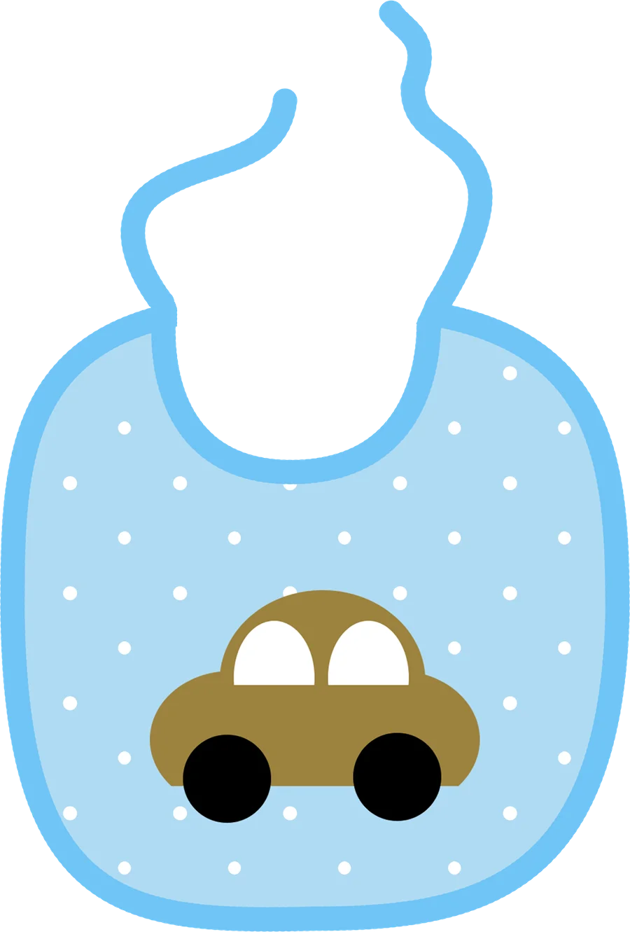Adorable Blue Baby Bib with Cute Cartoon Car Clipart for Newborn Celebration