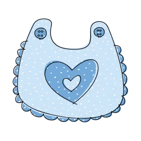 Adorable Blue Baby Bib with Cute Heart Cutout Clipart Illustration