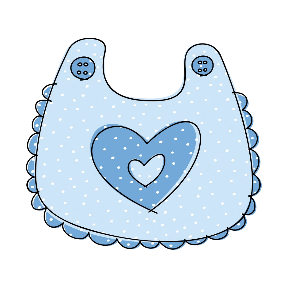 Adorable Blue Baby Bib with Cute Heart Cutout Clipart Illustration