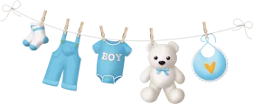 Adorable Blue Baby Boy Shower Clipart Collection with Hanging Essentials