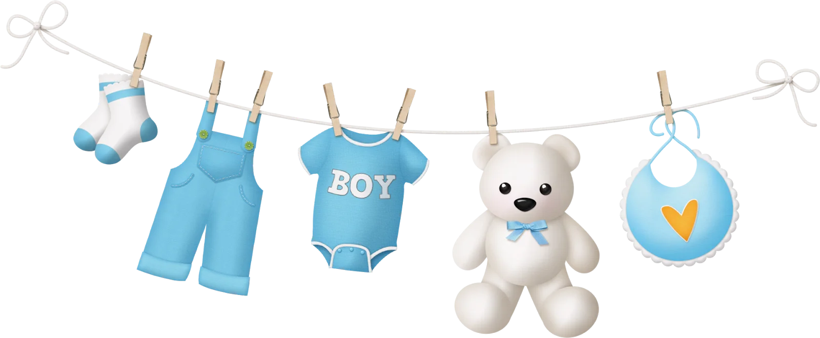 Adorable Blue Baby Boy Shower Clipart Collection with Hanging Essentials