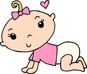 Adorable Crawling Baby Girl in Pink Outfit Cute Baby Shower Clipart Design