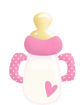 Adorable Pink Baby Bottle Clipart with Heart and Polka Dot Design