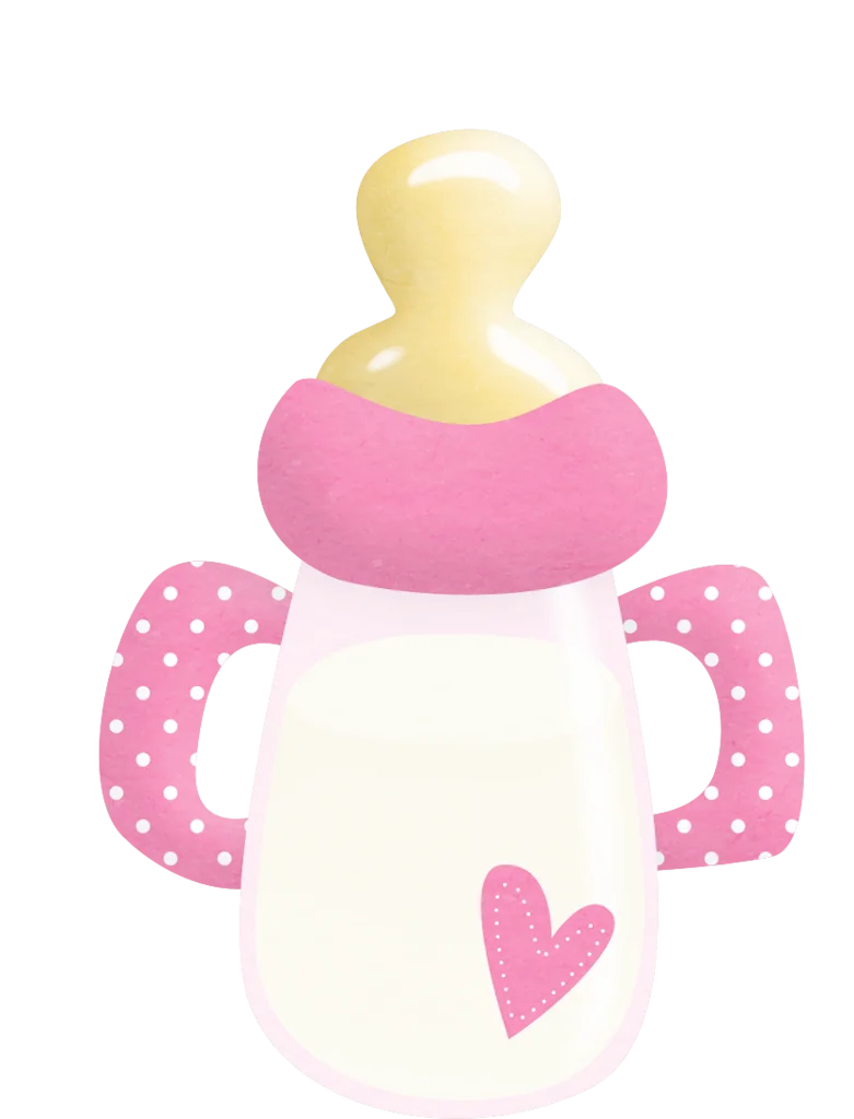 Adorable Pink Baby Bottle Clipart with Heart and Polka Dot Design