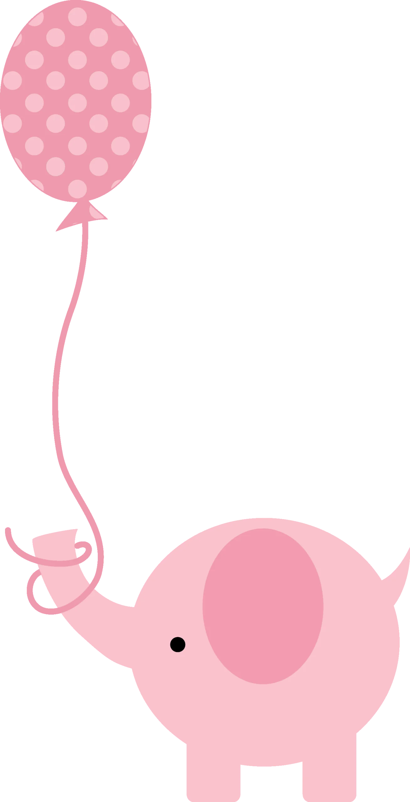 Adorable Pink Elephant Holding Polka Dot Balloon Baby Shower Clipart Design