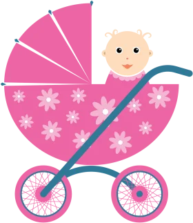 Adorable Pink Floral Baby Stroller Clipart for Newborn Celebration Design