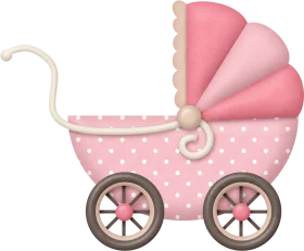 Adorable Pink Polka Dot Baby Pram Clipart Illustration for Newborn Celebration