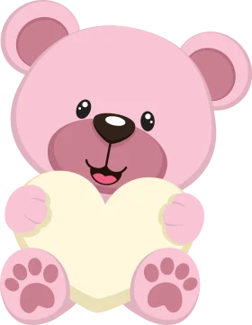 Adorable Pink Teddy Bear Holding Heart Clipart for Nursery Decor