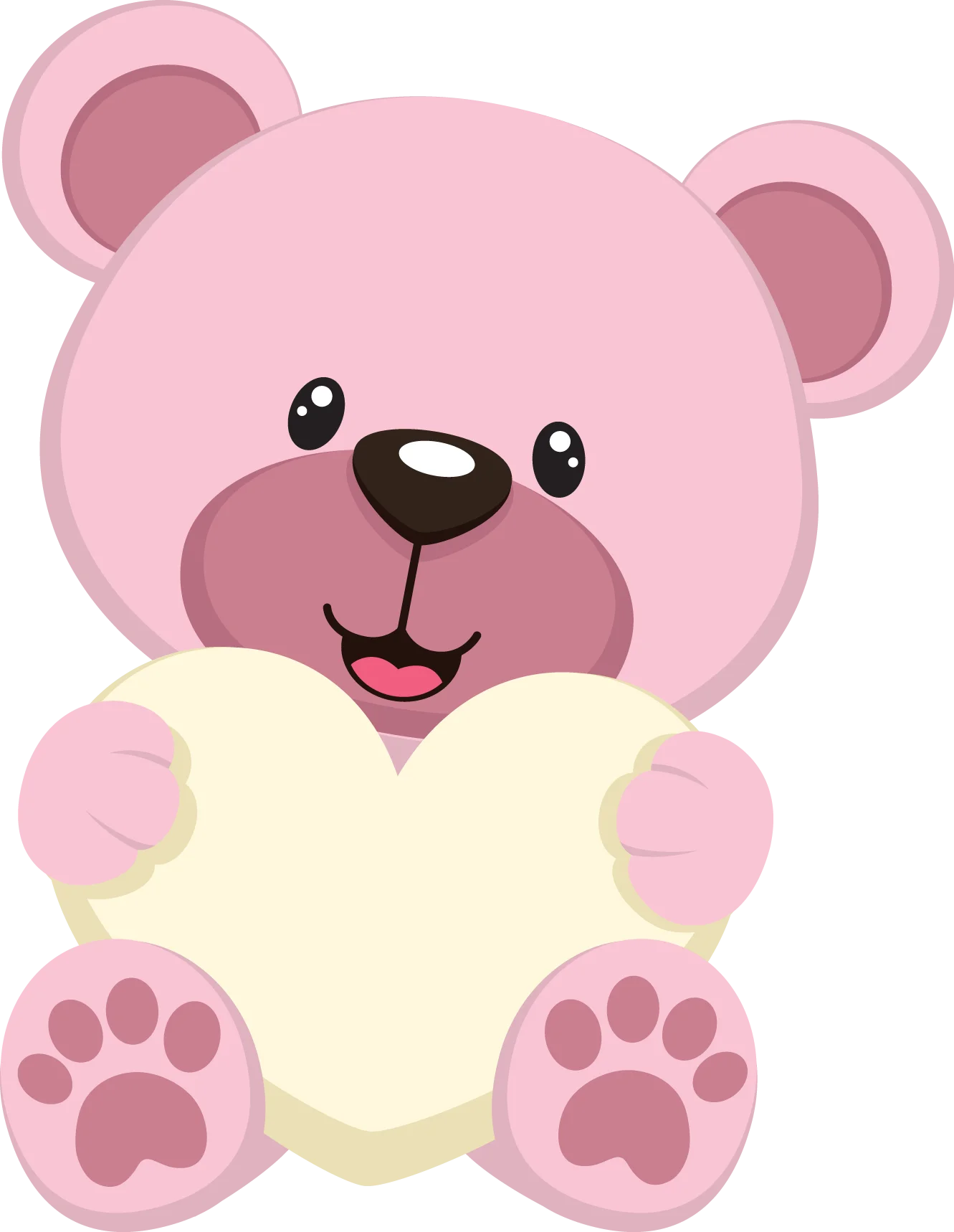 Adorable Pink Teddy Bear Holding Heart Clipart for Nursery Decor