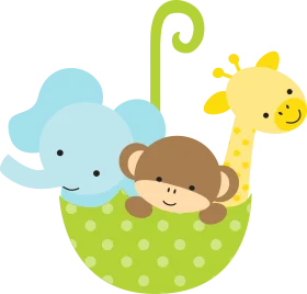 Adorable Safari Animals Baby Shower Clipart with Cute Nursery Characters