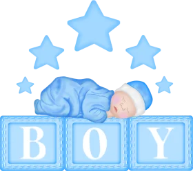 Adorable Sleeping Newborn Boy Clipart with Alphabet Blocks and Stars
