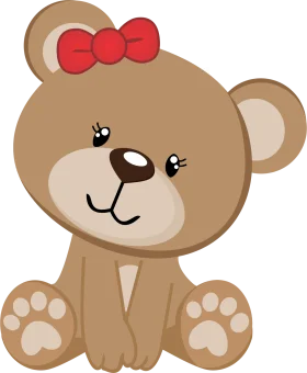 Adorable Teddy Bear Clipart with Cute Red Bow for Baby Shower Celebration