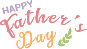 Charming Pastel Happy Father's Day Transparent Clipart Design with Leaf Accent