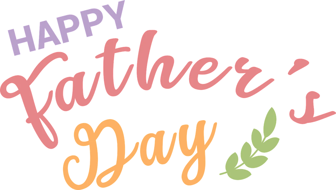 Charming Pastel Happy Father's Day Transparent Clipart Design with Leaf Accent