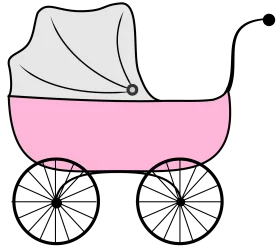 Charming Pink and Gray Classic Baby Pram Clipart for Newborn Celebration Design