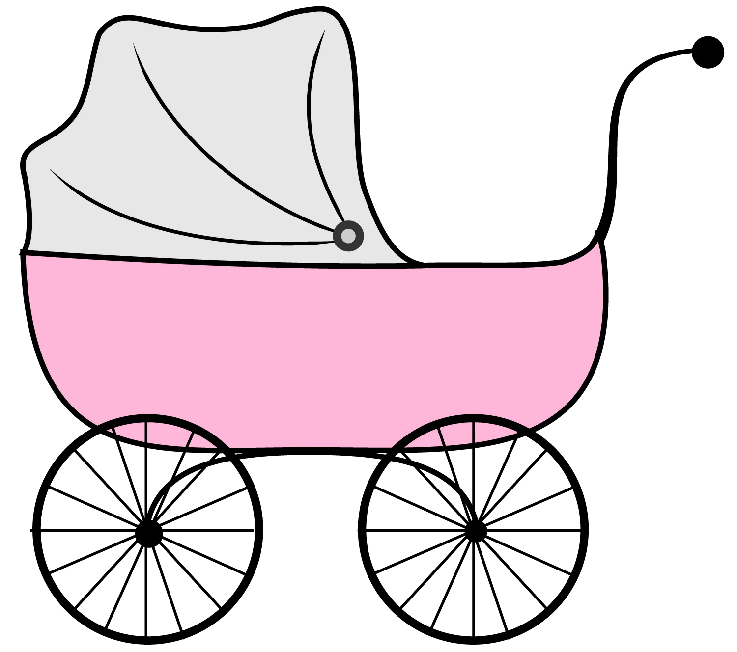 Charming Pink and Gray Classic Baby Pram Clipart for Newborn Celebration Design