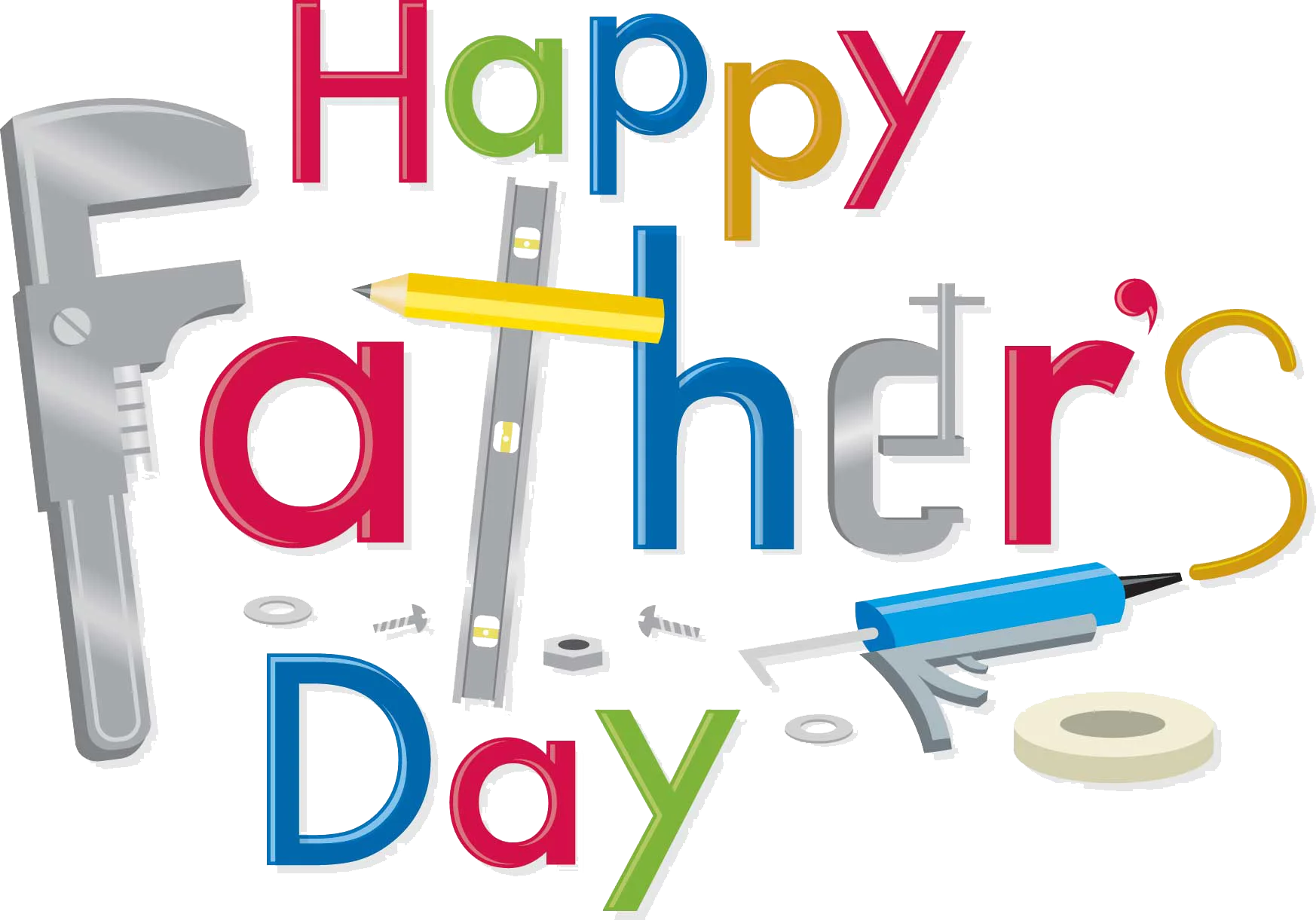 Cheerful Father's Day Tools and Instruments Festive Clipart Design