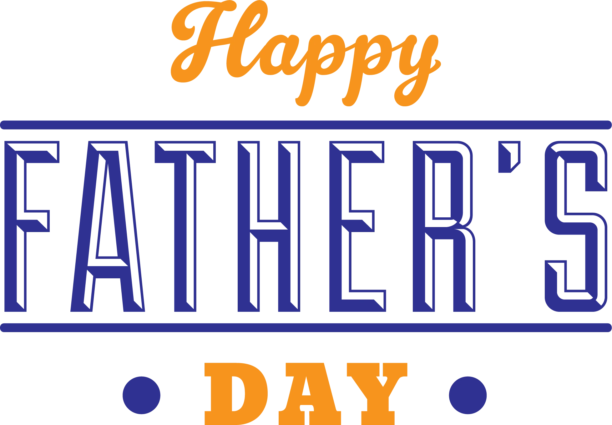 Elegant Blue and Orange Happy Father's Day Transparent Clipart Design