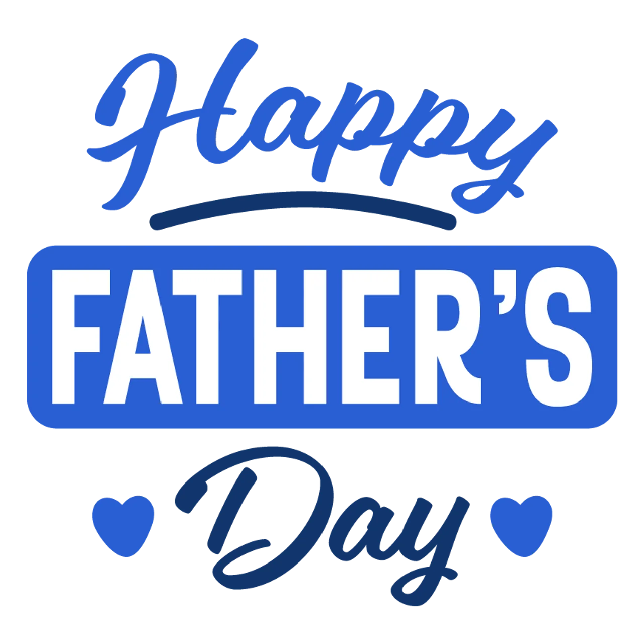 Elegant Blue Happy Father's Day Clipart with Stylish Typography Design