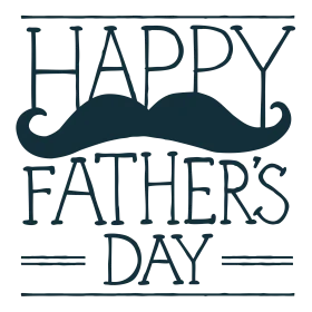 Elegant Navy Blue Happy Father's Day Mustache Themed Clipart Design