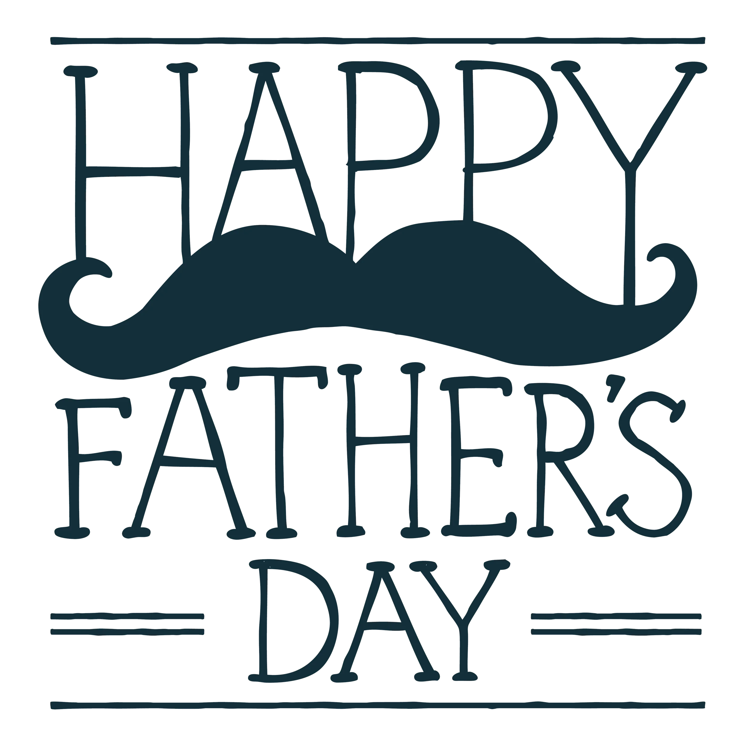 Elegant Navy Blue Happy Father's Day Mustache Themed Clipart Design