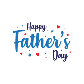 Festive Happy Father's Day Clipart with Playful Stars and Hearts Design