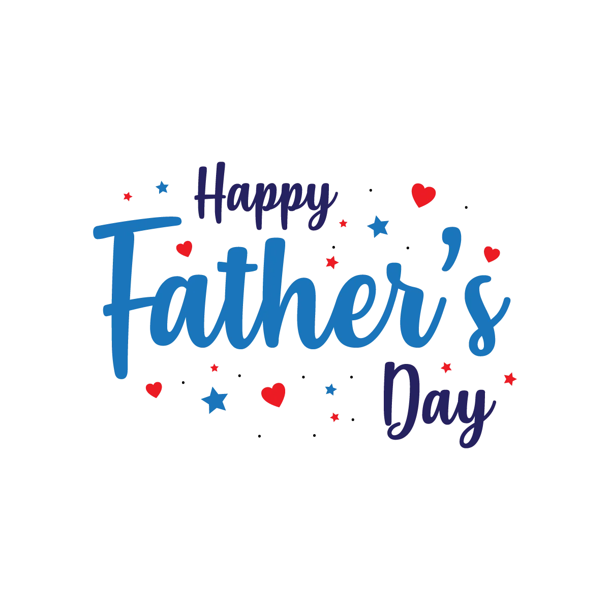 Festive Happy Father's Day Clipart with Playful Stars and Hearts Design