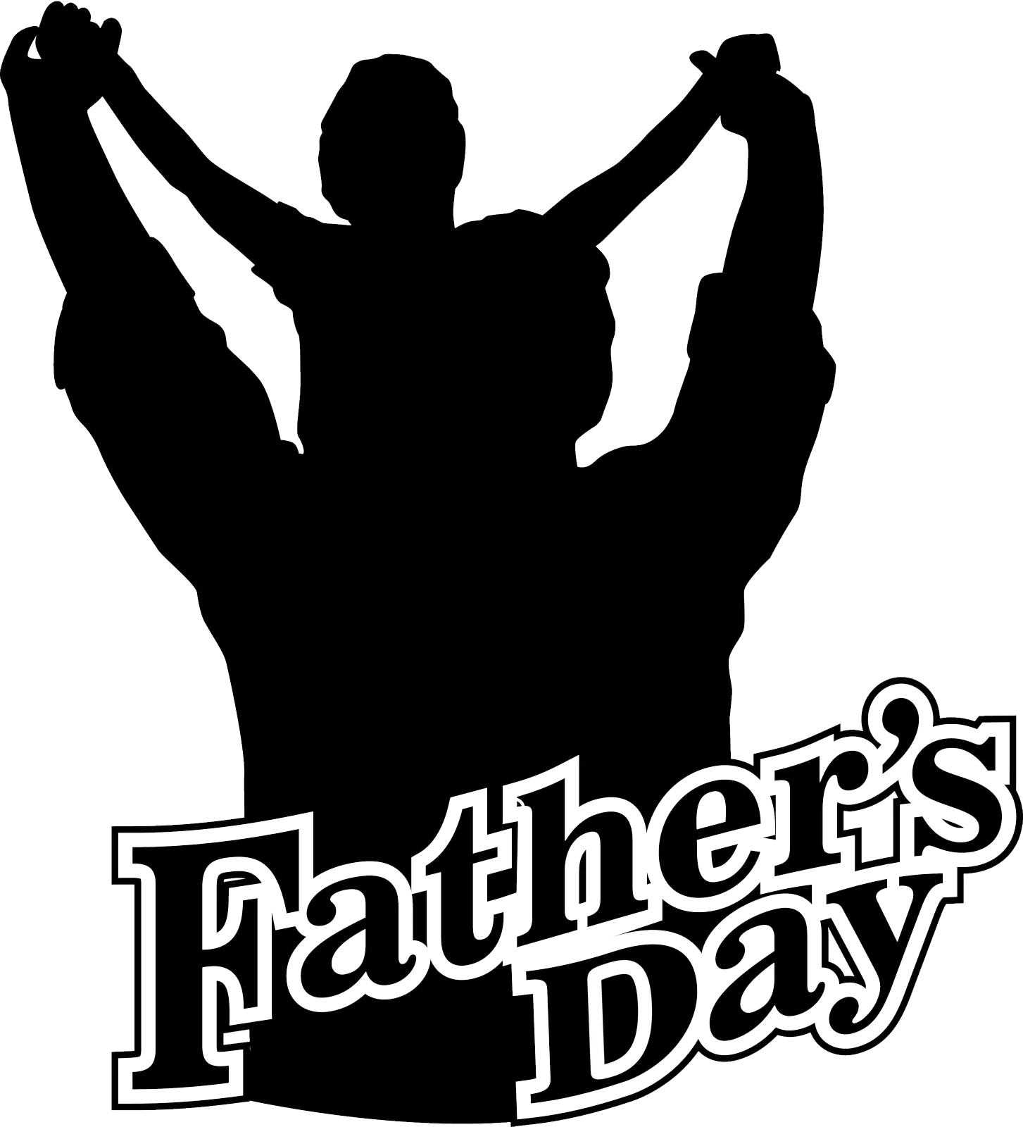Heartwarming Black and White Father's Day Silhouette Clipart Design