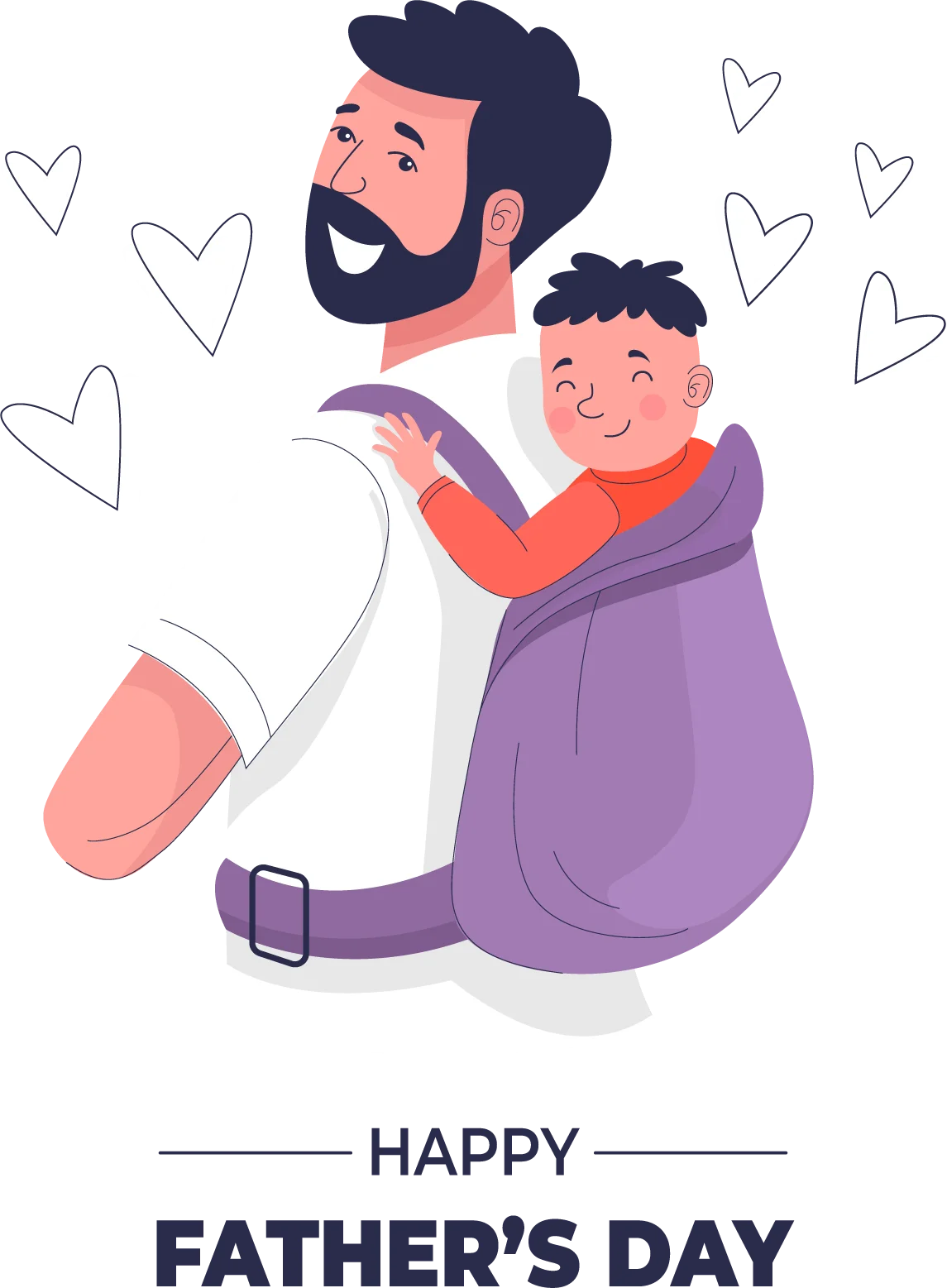 Heartwarming Father and Child Embrace Celebration Clipart Design for Father's Day