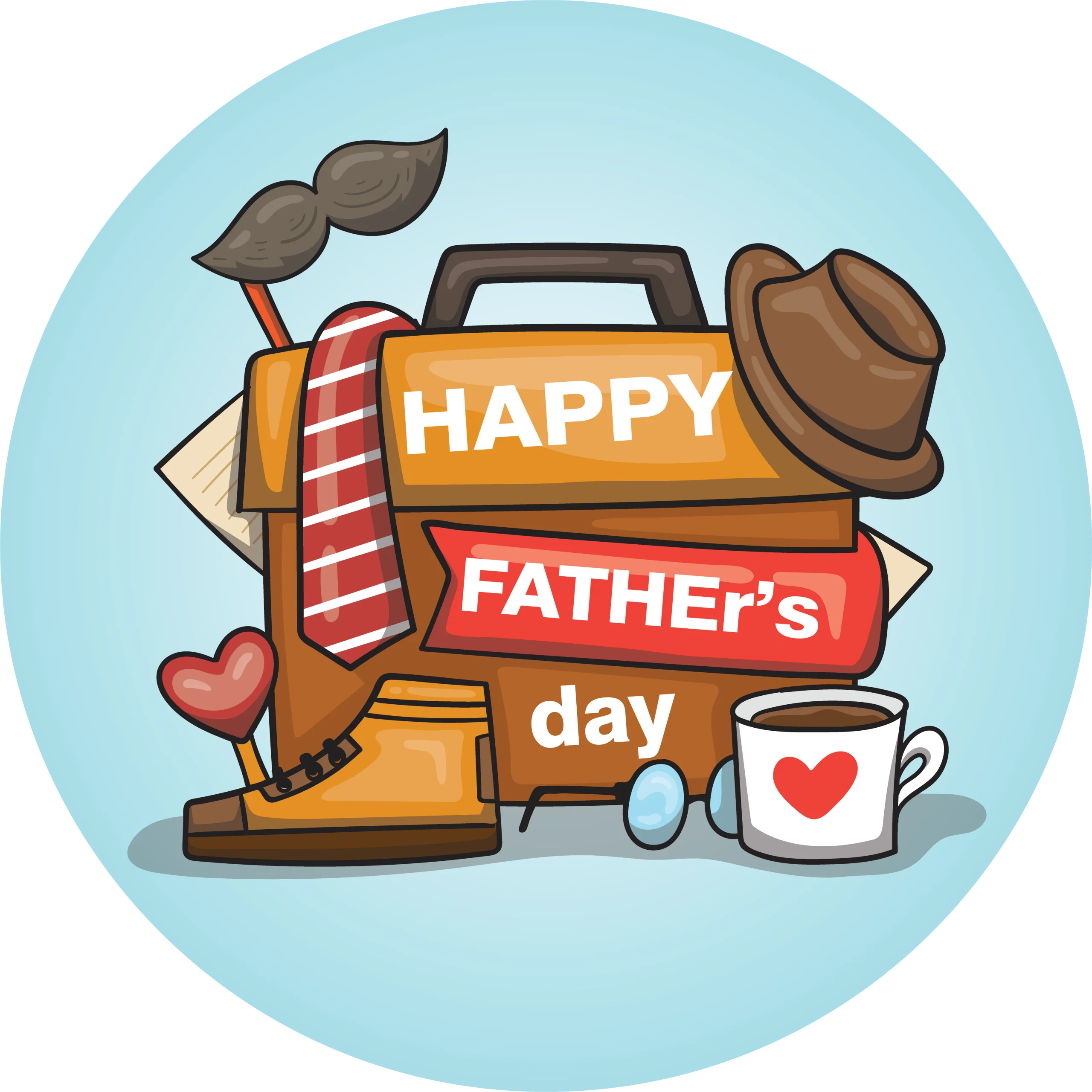 Heartwarming Father's Day Celebration Clipart with Classic Accessories