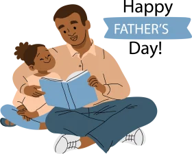 Heartwarming Father's Day Clipart Showing Dad Reading Book to Child