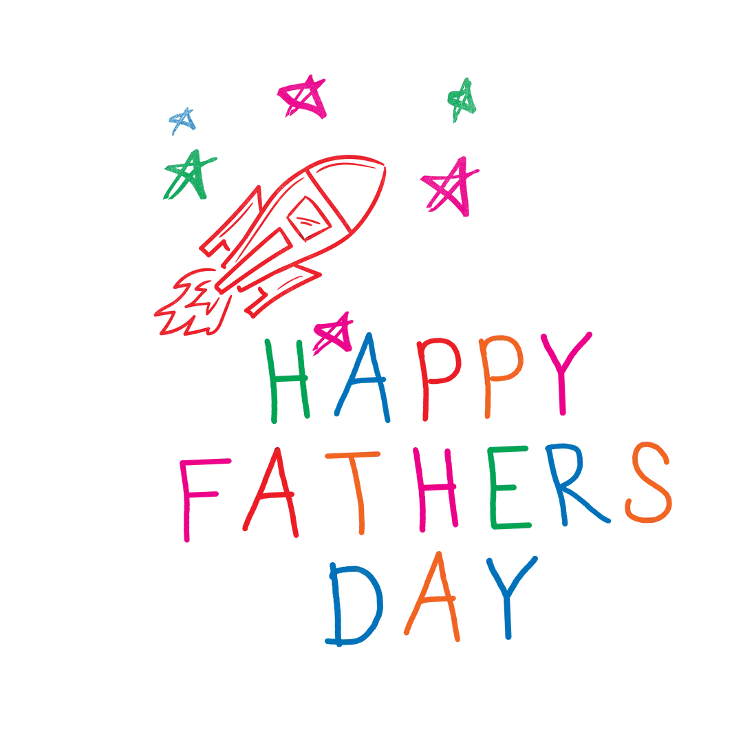 Heartwarming Hand-Drawn Happy Fathers Day Rocket Clipart Celebration Design