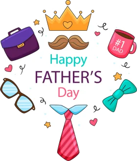Heartwarming Happy Father's Day Clipart with Festive Celebration Elements