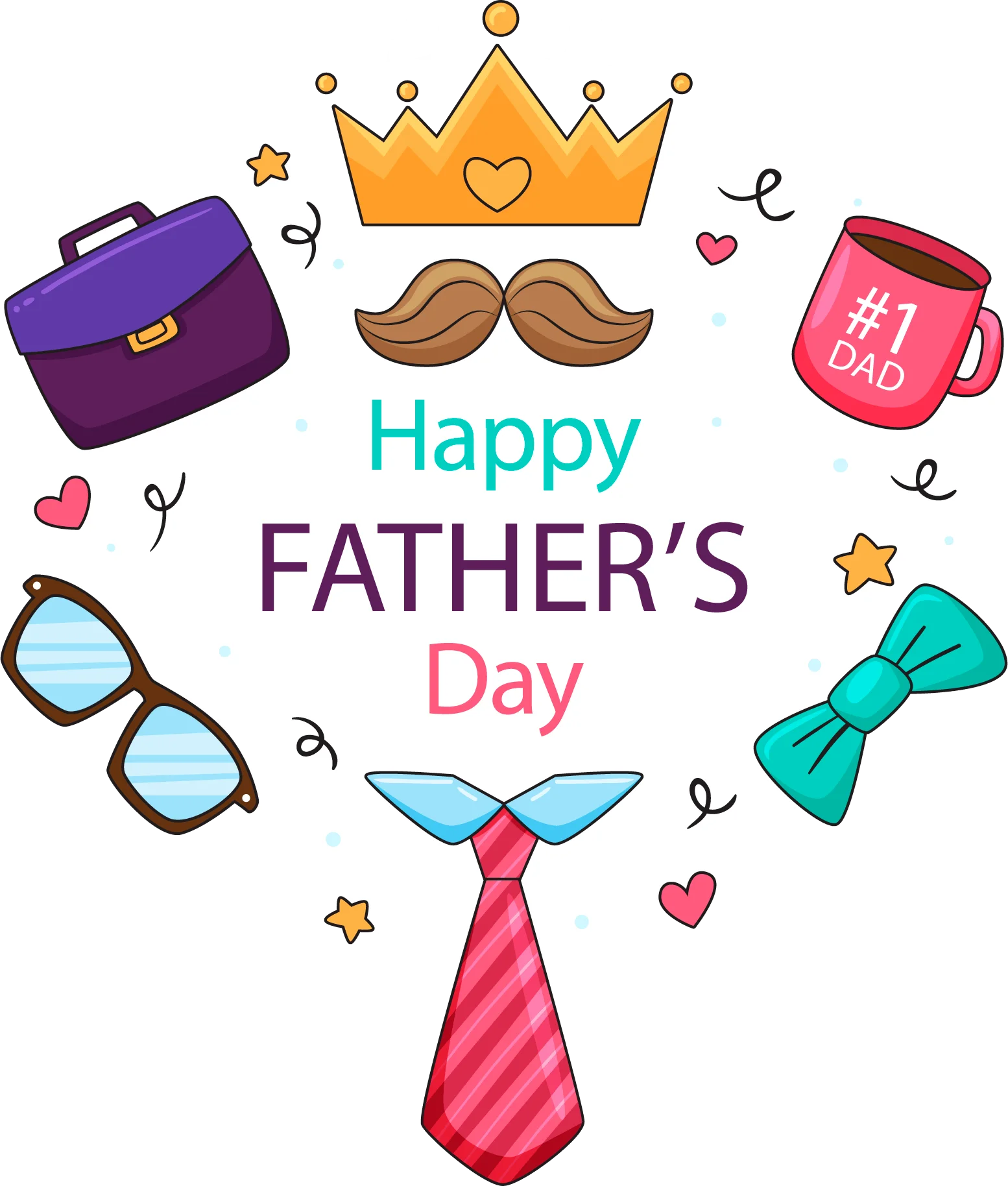 Heartwarming Happy Father's Day Clipart with Festive Celebration Elements
