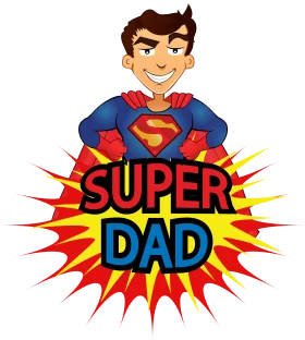 Super Dad Fathers Day Celebration Clipart Design with Superhero Character